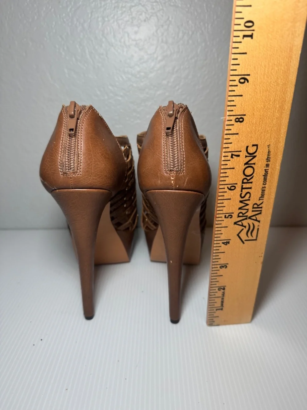 Kelsey Tan Studded Woven Platform Heels - Picture 9 of 10